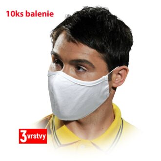 Dreilagige Baumwoll-Hygienemasken SAFER WHITE, 10 Stück