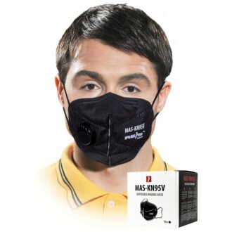 KN95-Hygienemaske, schwarz, mit Ventil, 5-lagig, 10 Stück