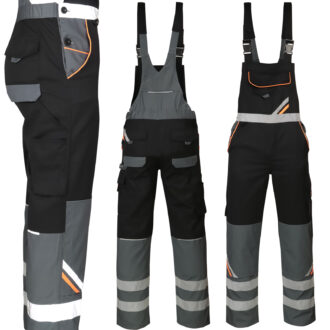 Arbeitsoverall mit Hosenträgern PRO BLACK REFLEX