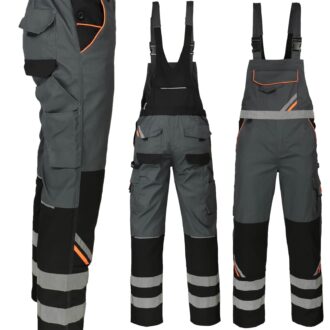 Tuta da lavoro con bretelle PRO GREY REFLEX