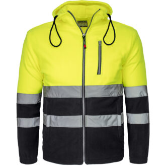 Reflektierendes Fleece-Kapuzensweatshirt HIVIS HOOD BLACK