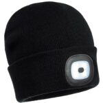 Wintermütze mit LED-Taschenlampe SHINE BLACK