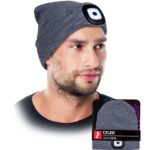 Wintermütze mit LED-Taschenlampe SHINE GREY