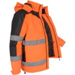 Reflektierende, gefütterte Arbeitsjacke mit Kapuze TORTON ORANGE