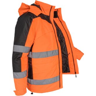 Reflektierende, gefütterte Arbeitsjacke mit Kapuze TORTON ORANGE