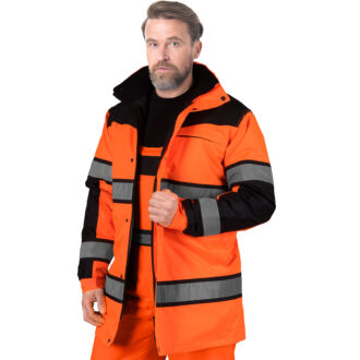 Lange, reflektierende Winterjacke MILE ORANGE
