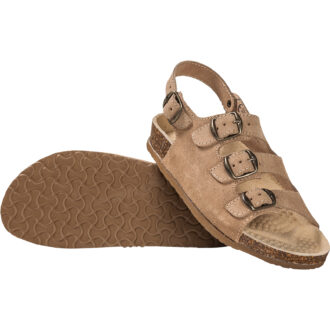 Sandali ortopedici in pelle scamosciata e sughero KORK BROWN