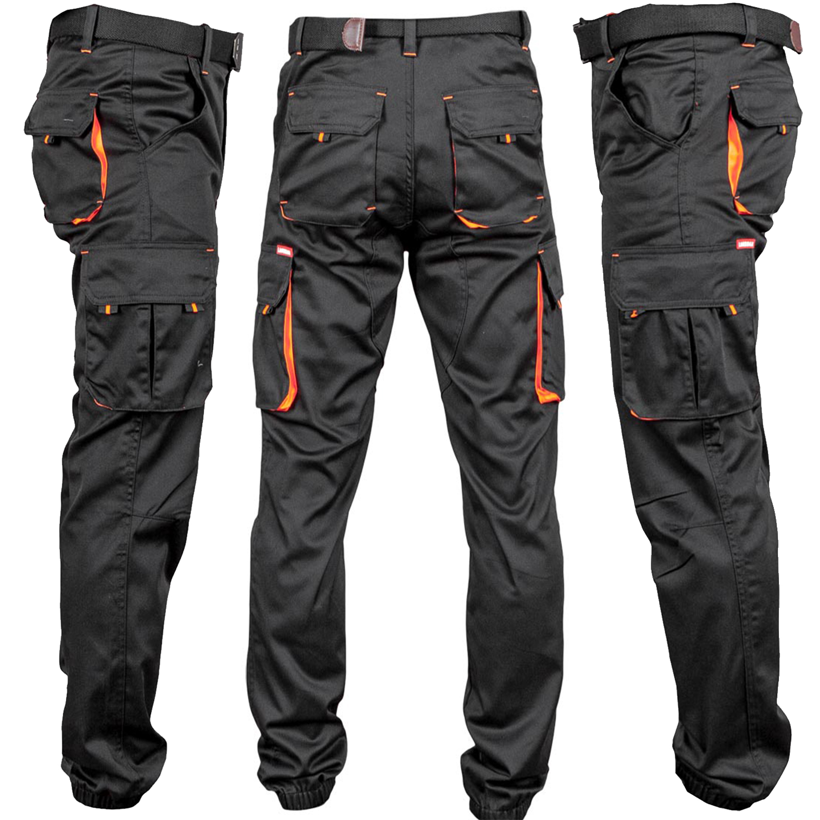 Arbeitshose mit Elasthan MANJOG BLACK ORANGE Arbeitshose mit Elasthan MANJOG BLACK ORANGE